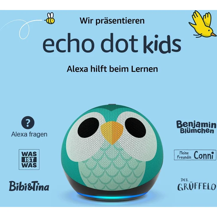 Amazon Echo Dot Kids (5. Generation, 2022), für Kinder entwickelt, mit Kindersicherung und Alexa, Eulen-Design – Bild 2