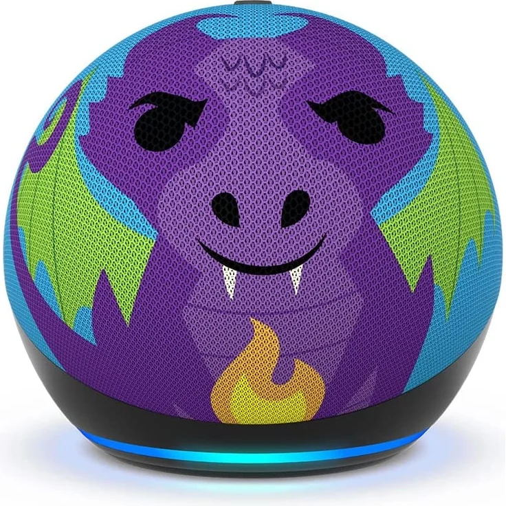 Amazon Echo Dot Kids (5. Generation, 2022), für Kinder entwickelt, mit Kindersicherung und Alexa, Drachen-Design – Bild 1