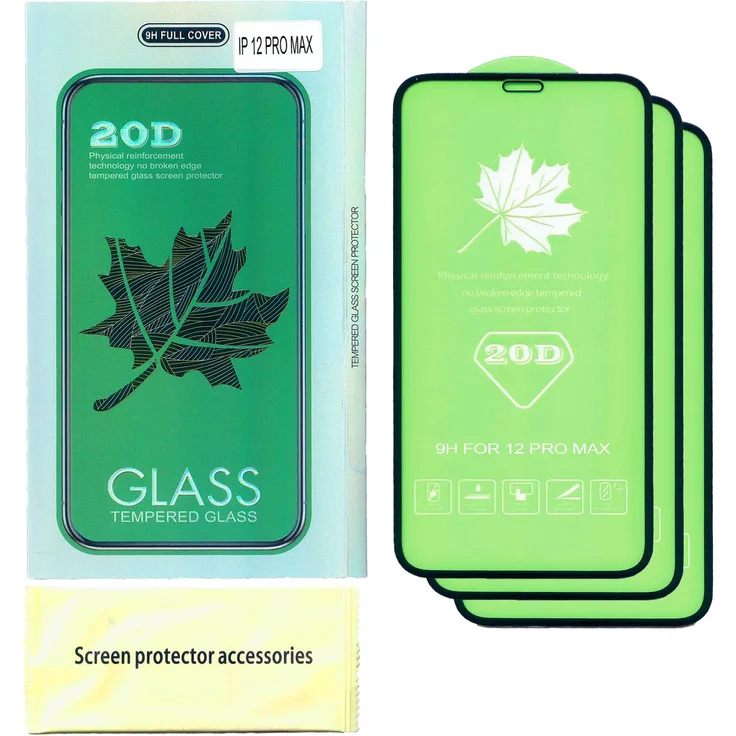 MS 3x 20D Displayschutzglas für iPhone 12 Pro Max tempered glass Schutzglas 9H Schutzfolie Displayschutz