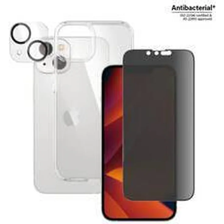 PanzerGlass™ 3-in-1 Schutz-Set für Apple iPhone 14 Klare Bildschirmschutzfolie Apple iPhone 14 Kratzresistent Schockresistent Antibakteriell Transparent 1 Stück(e) (B0401+2783)