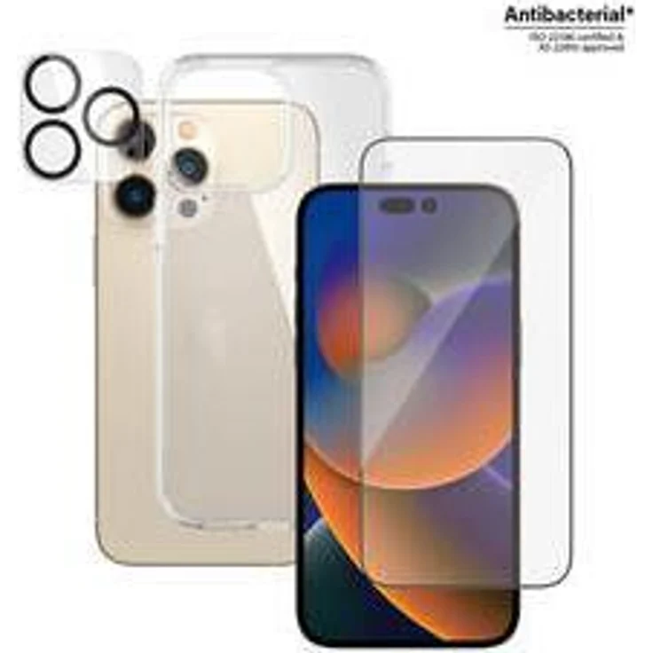 PanzerGlass ™3-in-1 Schutz-Set für Apple iPhone 14 Pro Max Klare Bildschirmschutzfolie Apple iPhone 14 Pro Max Kratzresistent Schockresistent Antibakteriell Transparent 1 Stück(e) (B0404+2786) – Bild 1