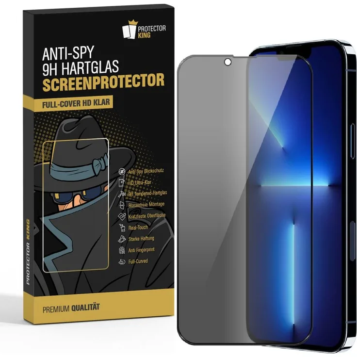 PROTECTORKING 2x 9H Hartglas für iPhone 13 Pro FULL COVER ANTI-SPY Privacy Displayschutz Panzerfolie Schutzfolie Panzerglas Schutzglas Displayglas Tempered Glasfolie Sicherheitsglas Echtglas