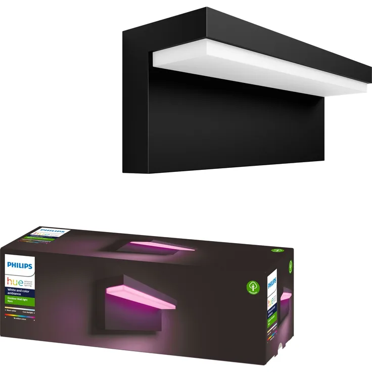 Philips Hue White and Color Ambiance LED Außenwandleuchte Nyro, dimmbar, bis zu 16 Millionen Farben, steuerbar via App, kompatibel mit Amazon Alexa (Echo, Echo Dot)
