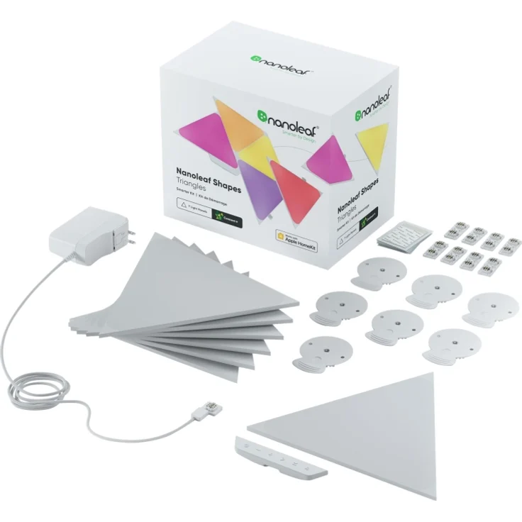 Nanoleaf Shapes Triangle Starter Kit, 4 Smarten Dreieckigen LED Panels RGBW - Modulare WLAN 16 Mio Farben Wandleuchte Innen, Musik & Bildschirm Sync, Funktioniert mit Alexa Google Apple, Deko & Gaming – Bild 2