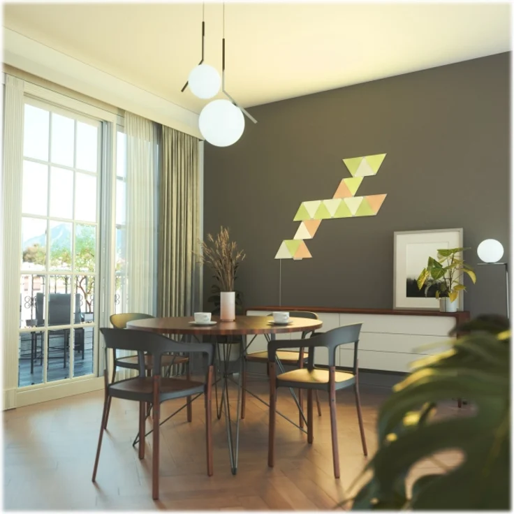 Nanoleaf Shapes Triangle Starter Kit, 9 Smarten Dreieckigen LED Panels RGBW - Modulare WLAN 16 Mio Farben Wandleuchte Innen, Musik & Bildschirm Sync, Funktioniert mit Alexa Google Apple, Deko & Gaming – Bild 2