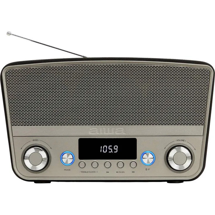 Aiwa BSTU-750BK Tischradio FM AUX, Bluetooth, UKW, USB, grau