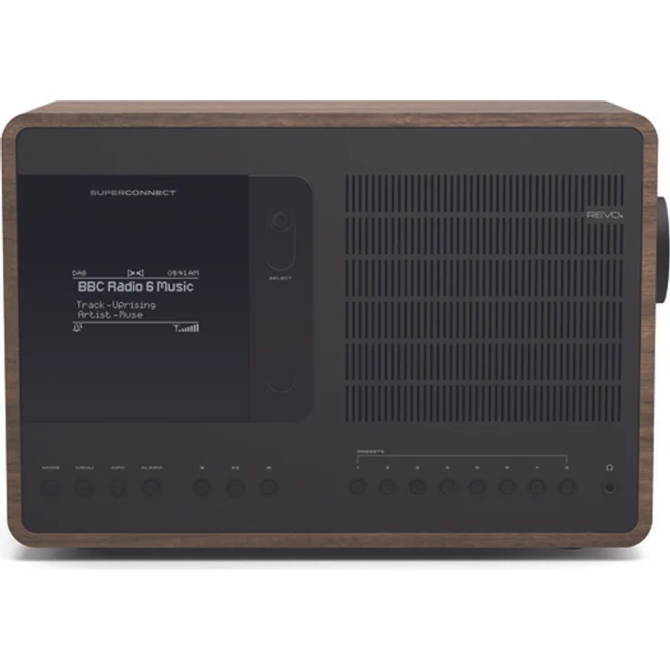 REVO SuperConnect Stereo DAB+ Digitalradio und WLAN-Internetradio, walnuss/schwarz – Bild 1