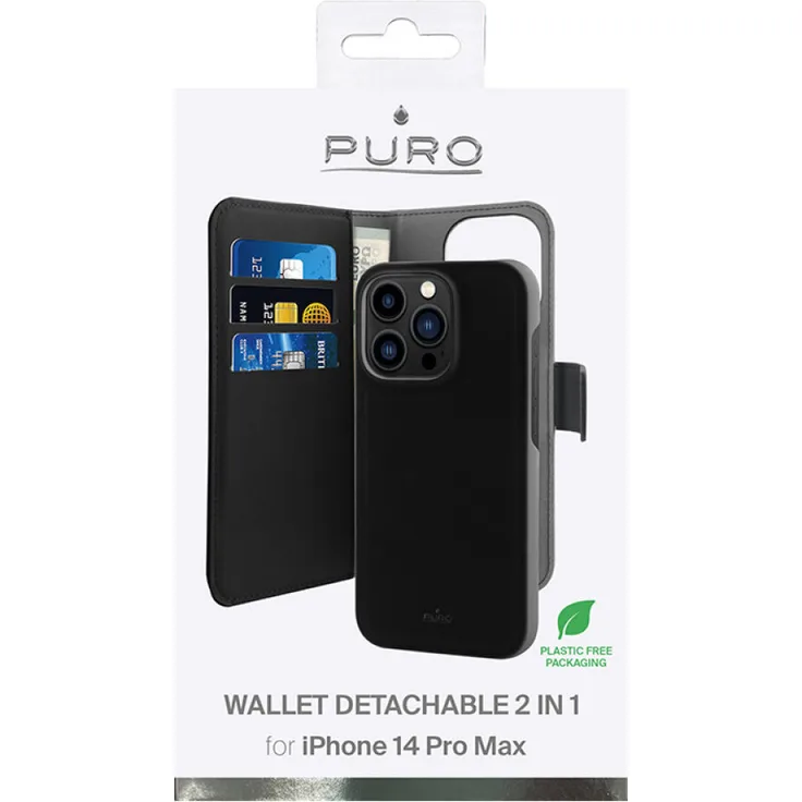 Puro Wallet Detachable - Case 2in1 for iPhone 14 Pro Max (Black)