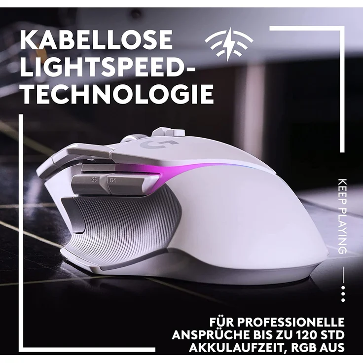 Logitech G G502 X PLUS Maus, optisch, kabellos Logitech LIGHTSPEED-Receiver, weiß (910-006172) – Bild 2