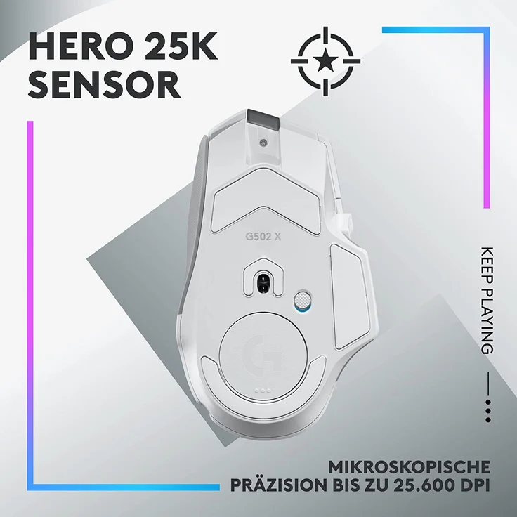 Logitech G G502 X PLUS Maus, optisch, kabellos Logitech LIGHTSPEED-Receiver, weiß (910-006172) – Bild 3