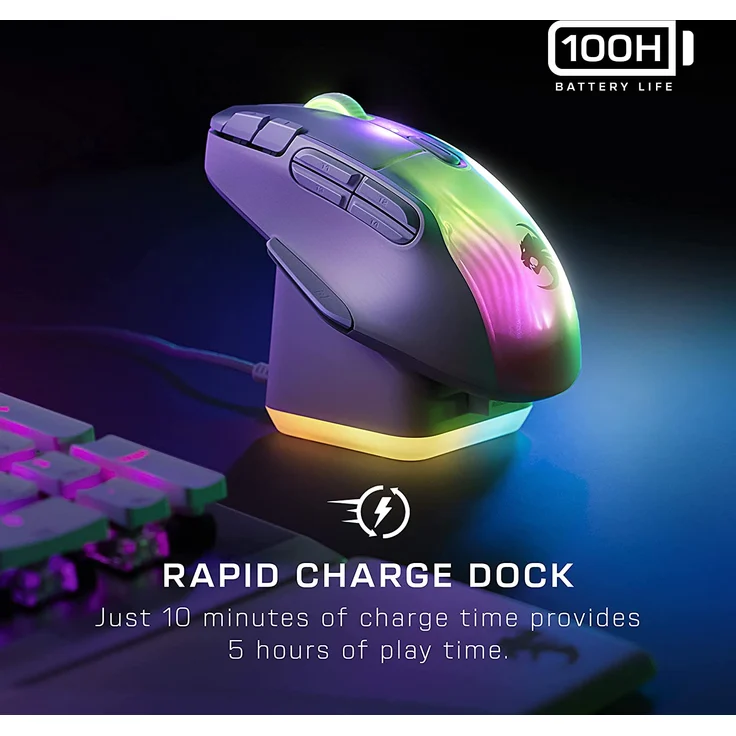 Roccat Kone XP Air – kabellose Gaming-Maus mit optischem Sensor mit 19.000 DPI, AIMO RGB-Beleuchtung, 4D-Mausrad, weiß (00215053) – Bild 4