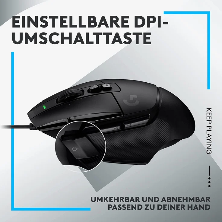 Logitech G G502 X Maus, optisch, kabelgebunden, USB, schwarz – Bild 9