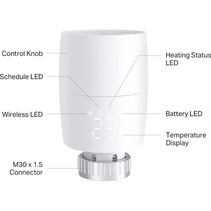 TP-Link Kasa KE100 Smartes Heizkörperthermostat, Zusatzprodukt, Energiesparen, Zeitplan, Steuerung unterwegs über App, Amazon Alexa & Google Assistant, Hub erforderlich, weiß – Bild 2