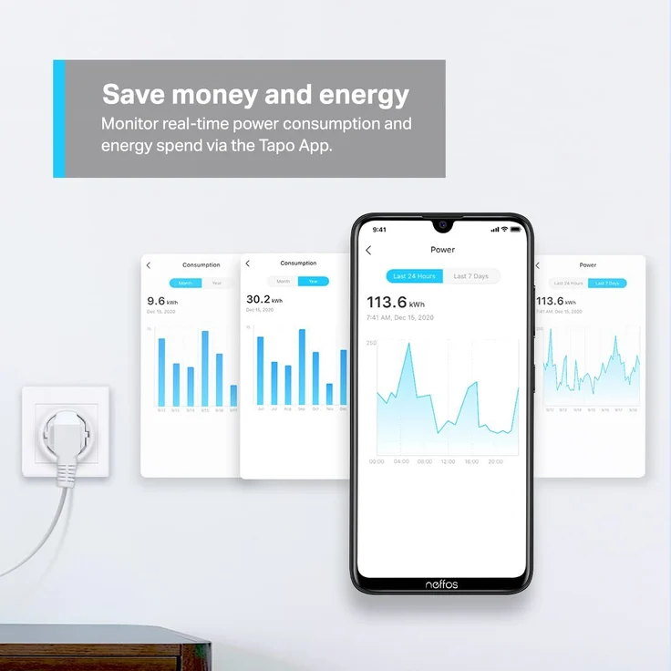 TP-Link Tapo Nano P115 Smart WLAN Steckdose mit Energieverbrauchskontrolle, Smart Home Alexa Steckdose, funktioniert mit Amazon Alexa, Google Home, Sprachsteuerung, Fernzugriff, kein Hub notwendig (1-Pack) – Bild 2