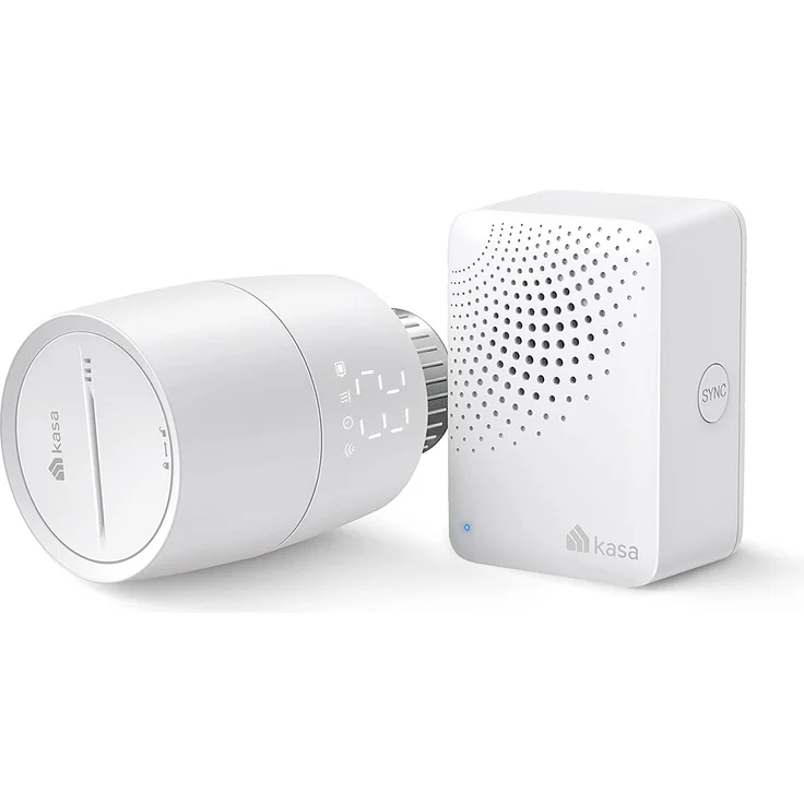 TP-Link Kasa KE100 KIT Smartes Heizkörperthermostat mit Hub, Thermostat Heizung digital, Energiesparen, Zeitplan, Steuerung unterwegs über App, Amazon Alexa & Google Assistant, einfache Installation & Verwendung, weiß – Bild 1