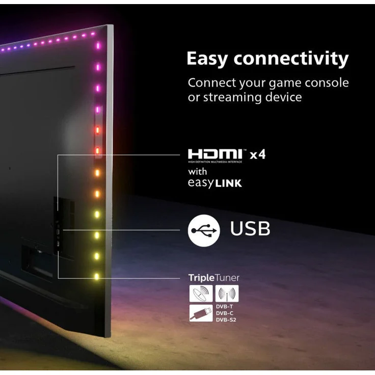 Philips 43PUS8507-12 108 cm (43 Zoll) LED Smart TV (Ultra HD, Dolby Vision, HDR10+, ) HD-Triple-Tuner (Sat, Antenne, Kabel) Modelljahr 2022 Energieklasse G (DE-Modell) – Bild 2
