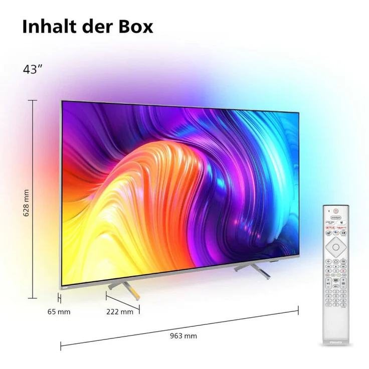 Philips 43PUS8507-12 108 cm (43 Zoll) LED Smart TV (Ultra HD, Dolby Vision, HDR10+, ) HD-Triple-Tuner (Sat, Antenne, Kabel) Modelljahr 2022 Energieklasse G (DE-Modell) – Bild 3