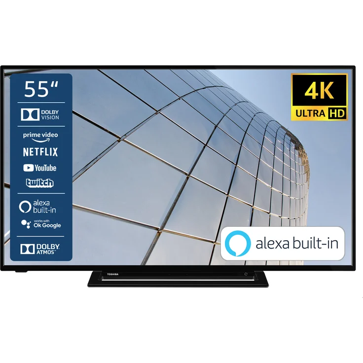 Toshiba 55UK3163DG 139 cm (55 Zoll) LED Smart TV (Ultra HD, Dolby Vision, HDR10, HDR HLG, Direct LED) HD-Triple-Tuner (Sat, Antenne, Kabel) Energieklasse G (DE-Modell) – Bild 1