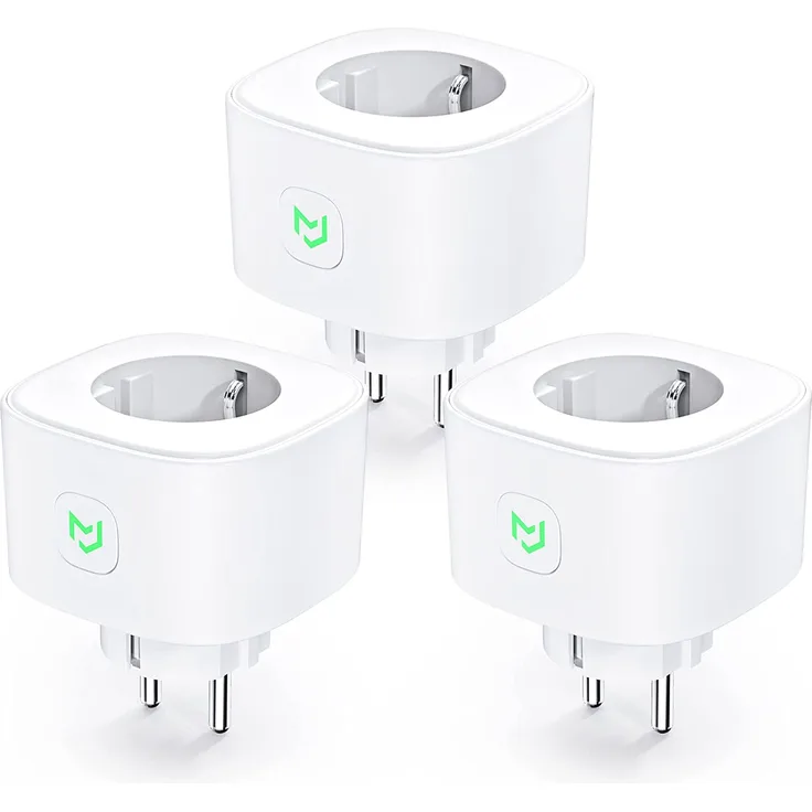 Meross WLAN Steckdose 16 A, misst den Stromverbrauch, Smart Steckdose mit Fernsteuerung, Sprachsteuerung und Zeitschaltuhr, kompatibel mit Amazon Alexa, Google Home und SmartThings, 3er Pack