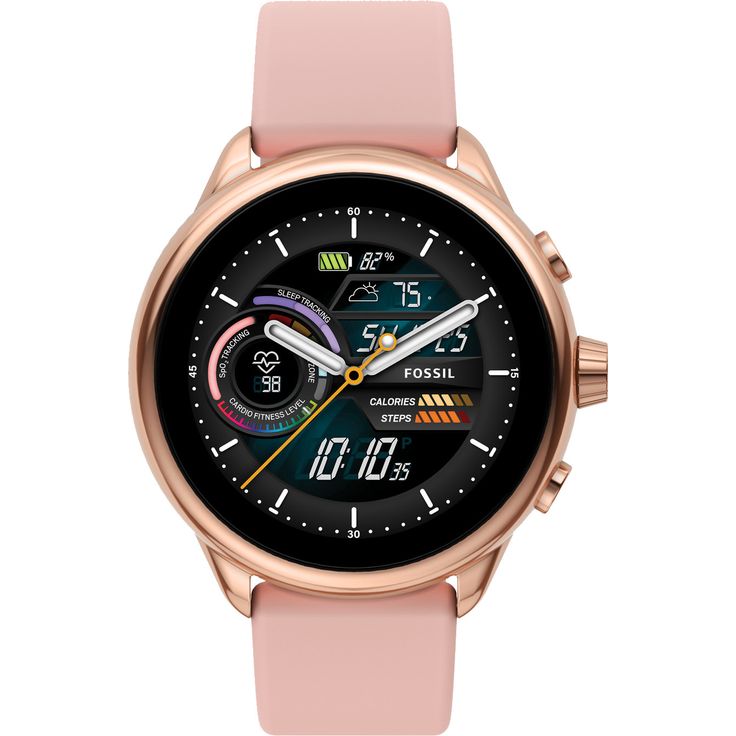 Fossil Gen 6 Wellness Edition Smartwatch Damen, 44mm, Edelstahlgehäuse, Silikonarmband, Rosa – Bild 2