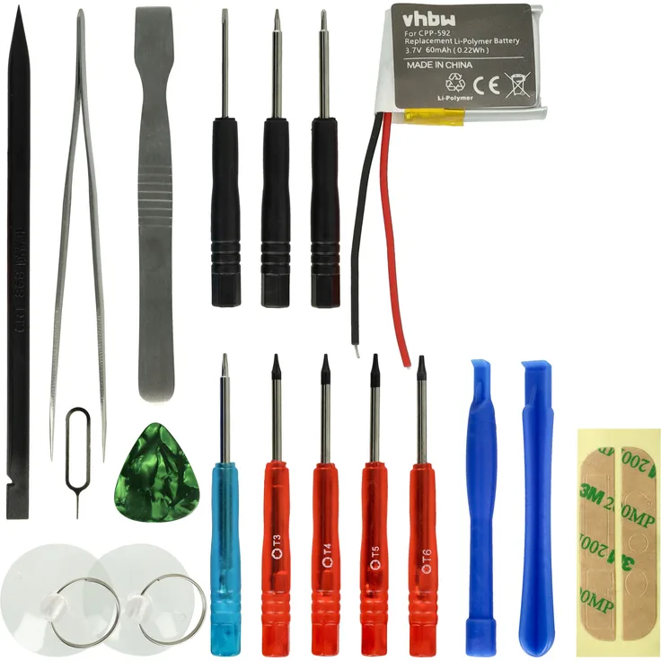 VHBW Akku kompatibel mit Fitbit Charge 2 Smartwatch Uhr Fitnessarmband (60mAh, 3,7V, Li-Polymer) + Werkzeug-Set