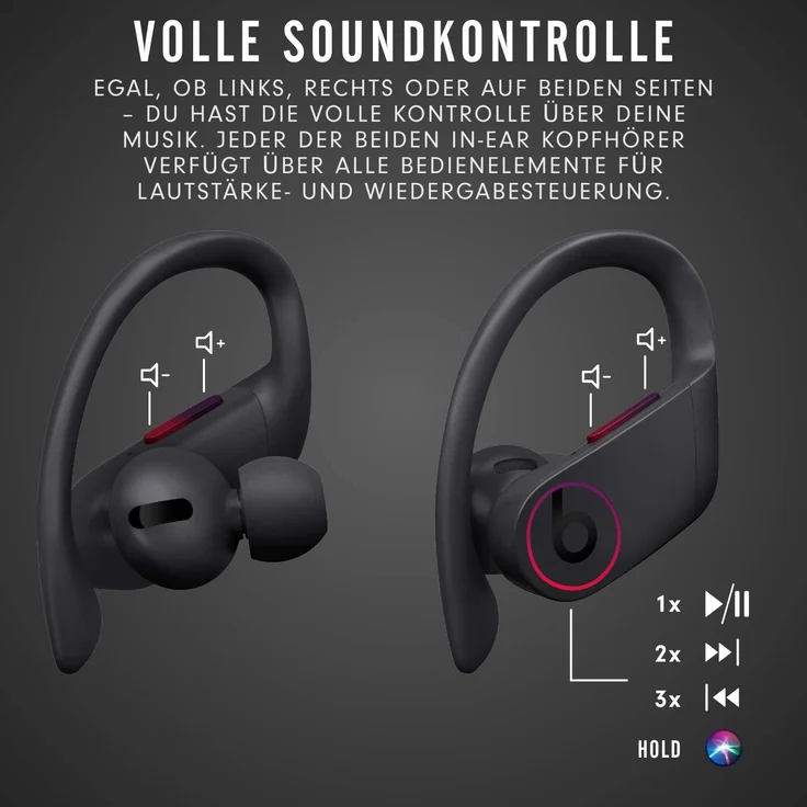 Beats Powerbeats Pro In-Ear-Kopfhörer mit Bluetooth, Mikrofon, Touch-Bedienfeld, Auto-Pairing, schwarz – Bild 3