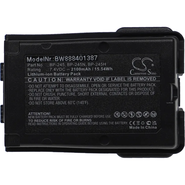VHBW Akku Ersatz für Icom BP-245, BP-245H, BP-245N für Funkgerät, Walkie Talkie (2.100mAh, 7,4V, Li-Ion)