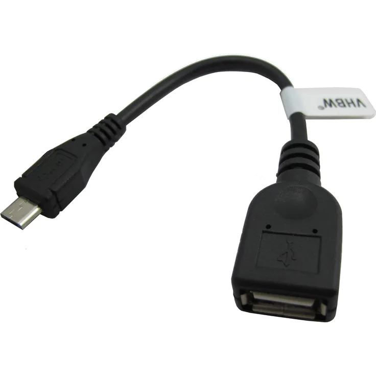 VHBW Adapter OTG Ersatz für Nokia CA-157 für Mobilgerät - Kabeladapter Micro-USB (männlich) auf USB (weiblich), Schwarz