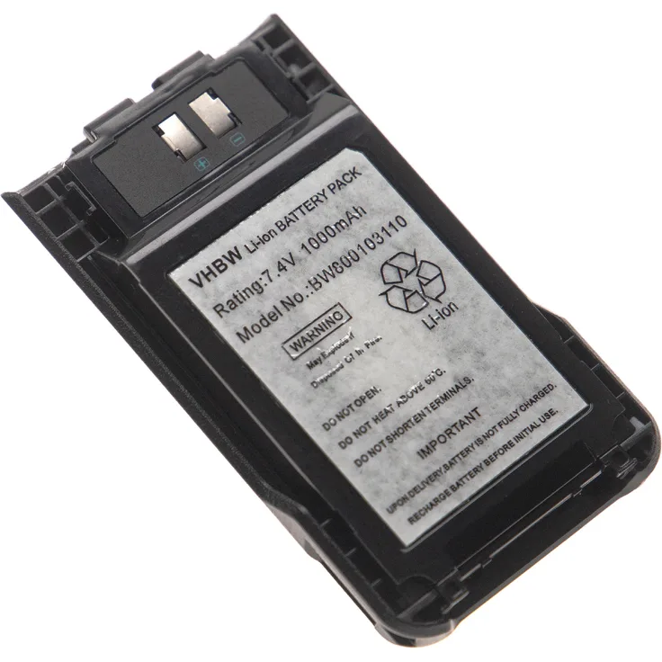VHBW Akku Ersatz für Kenwood KNB-63L, KNB-65L für Funkgerät, Walkie Talkie (1000mAh 7,4V Li-Ion) + Gürtelclip