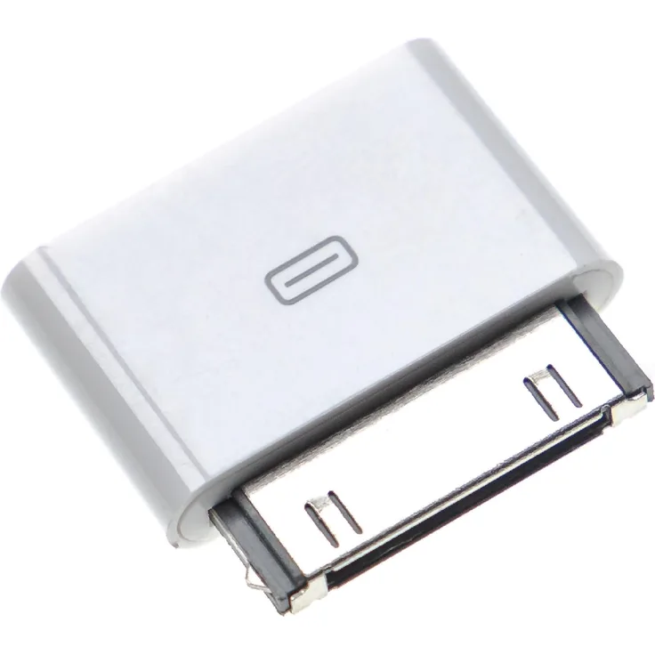 VHBW Adapter kompatibel mit Apple iPod Nano (2. Generation) Musikabspieler, Handy, Smartphone - Kabeladapter von Micro-USB auf 30-Pin Konnektor, Weiß