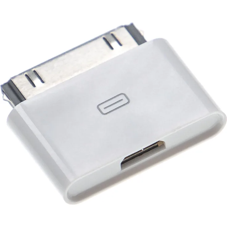 VHBW Adapter kompatibel mit Apple iPod Touch, Photo, Video Musikabspieler, Handy, Smartphone - Kabeladapter von Micro-USB auf 30-Pin Konnektor, Weiß