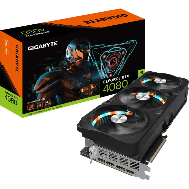 Gigabyte GeForce RTX 4080 - 16GB GDDR6X, 2535 MHz Boost, 3x Axial-Lüfter (110 mm), HDMI, DisplayPort, 320W (GV-N4080GAMING OC-16GD)