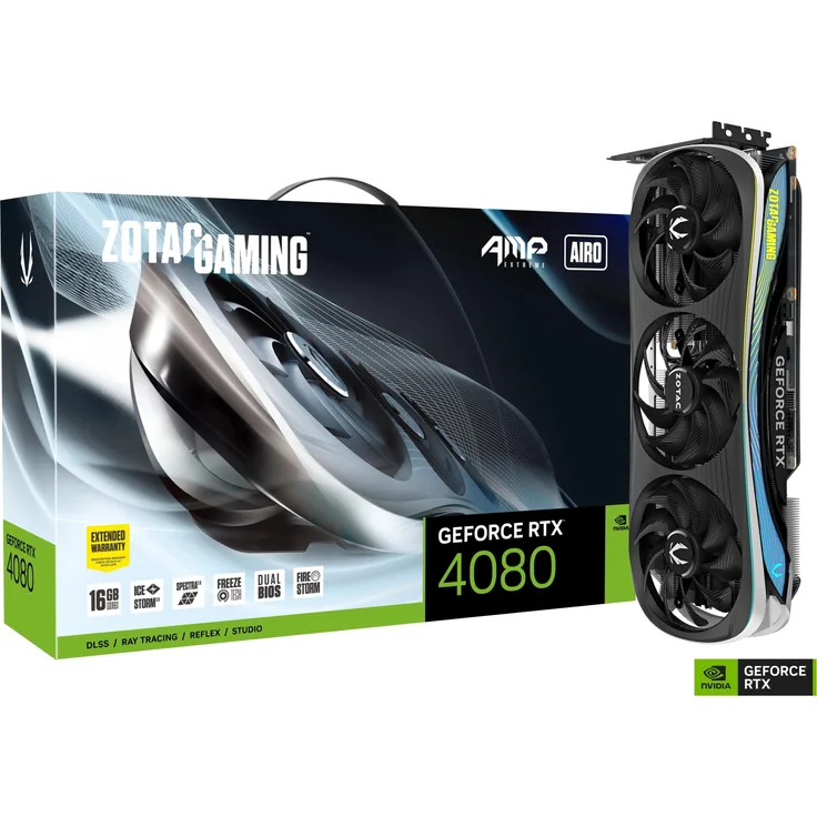 Zotac GeForce RTX 4080 - 16GB GDDR6X, 2565 MHz Boost, 3x Axial-Lüfter (115 mm), HDMI, DisplayPort, 320W (ZT-D40810B-10P)