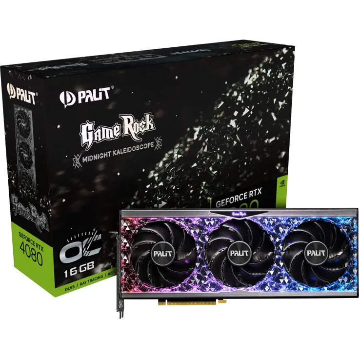 Palit GeForce RTX 4080 - 16GB GDDR6X, 2640 MHz Boost, 3x Axial-Lüfter (100 mm), HDMI, DisplayPort, 320W (NED4080S19T2-1030G)
