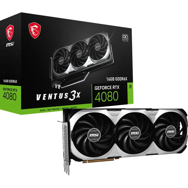 MSI GeForce RTX 4080 - 16GB GDDR6X, 2550 MHz Boost, 3x Axial-Lüfter (90 mm), HDMI, DisplayPort, 320W (V511-009R) – Bild 1