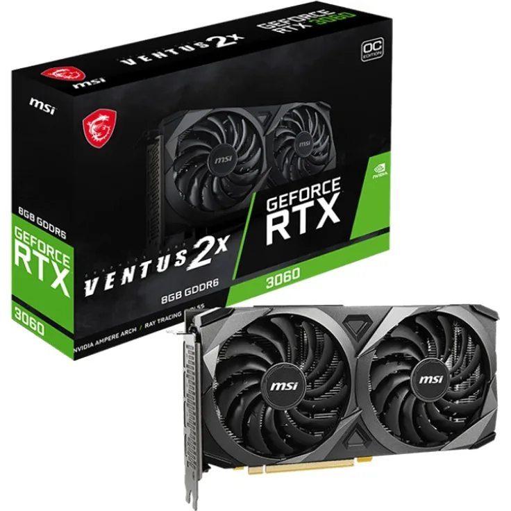 MSI GeForce RTX 3060 Ventus 2X 8G OC Gaming Grafikkarte - NVIDIA Geforce RTX 3060, 8 GB GDDR6 Speicher