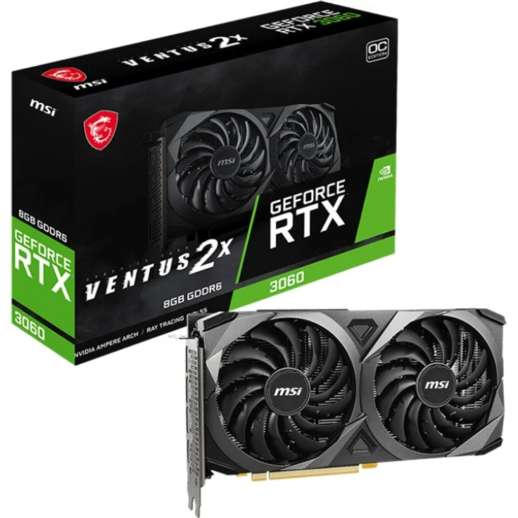 MSI GeForce RTX 3060 Ventus 2X 8G OC Gaming Grafikkarte - NVIDIA Geforce RTX 3060, 8 GB GDDR6 Speicher – Bild 1
