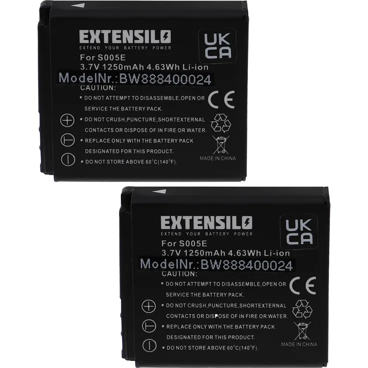 EXTENSILO 2x Akku kompatibel mit Panasonic Lumix DMC-LX1, DMC-LX2, DMC-LX3 Kamera (1250mAh, 3,7V, Li-Ion) 