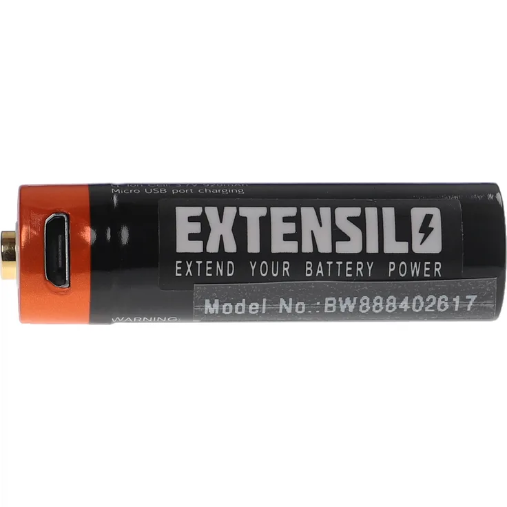 EXTENSILO AA Mignon Akku mit Micro USB-Anschluss (920mAh, 3,7V, Li-Ion)