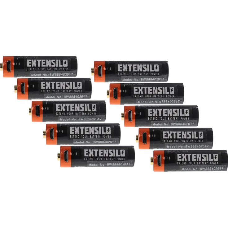 EXTENSILO 10x AA Mignon Akkus mit Micro USB-Anschluss (920mAh, 3,7V, Li-Ion)