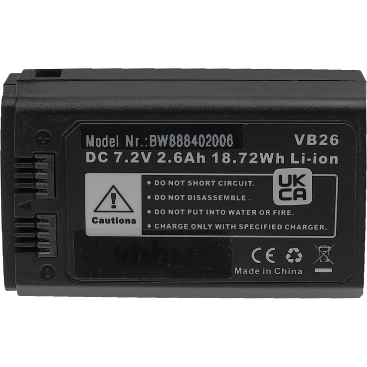 vhbw Akku Ersatz für Godox VB26, VB26A für Blitzgerät, Kamera-Blitz (2600mAh, 7,2V, Li-Ion)