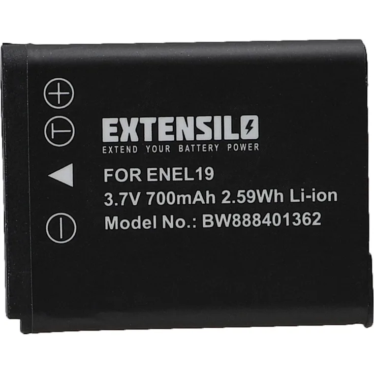 EXTENSILO Akku Ersatz für Nikon EN-EL19 für Kamera (700mAh, 3,7V, Li-Ion) 