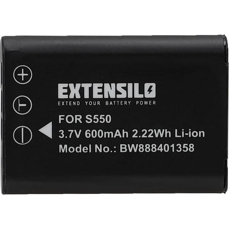 EXTENSILO Akku kompatibel mit Pentax Optio L50, M50, M60, S1, V20, W60, W80 Kamera (600mAh, 3,7V, Li-Ion) 