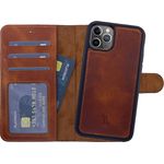 Burkley für iPhone 14 Pro - Magic Wallet - Leder Wallet Case mit abnehmbarer Schutzhülle in Sattelbraun