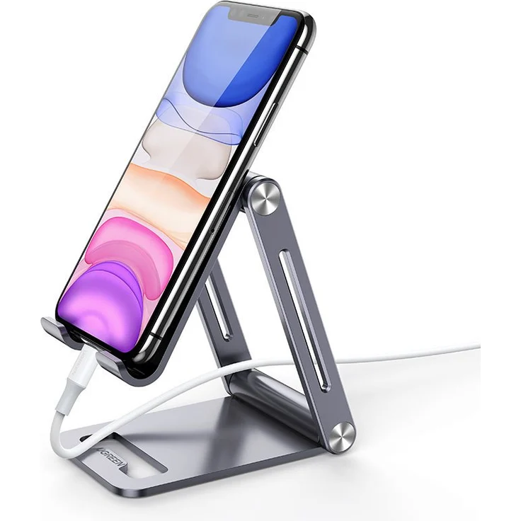 Ugreen Metall Aluminium faltbarer Handyhalter Smartphone Schreibtisch Halter grau – Bild 3