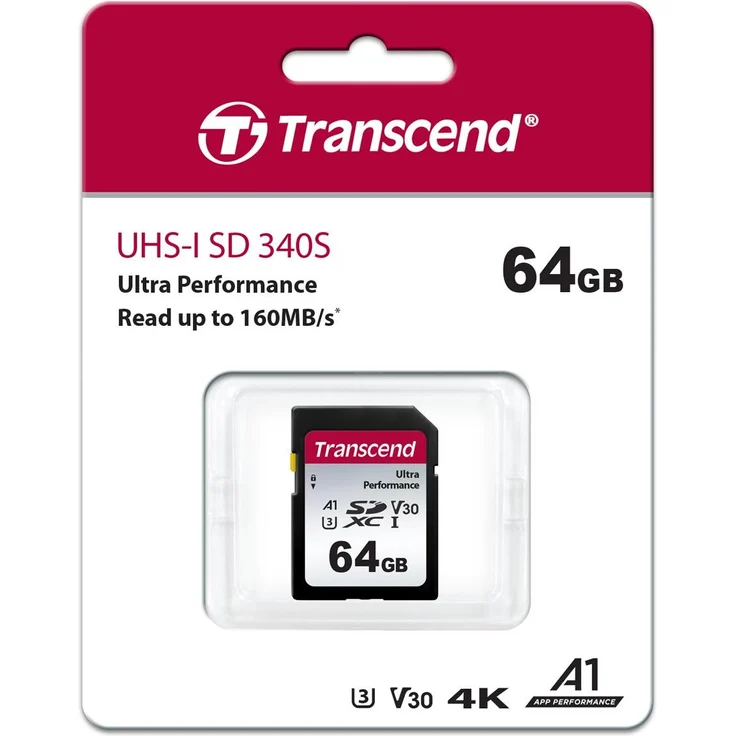 Transcend 64 GB SDXC-Karte 340S UHS-I U3 V30 A1 16 (TS64GSDC340S)