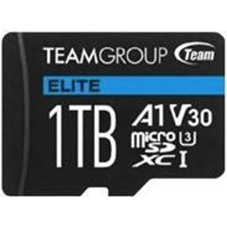 Team ELITE A1 - Flash-Speicherkarte (SD-Adapter inbegriffen) - 1 TB - A1 - Video Class V30 - UHS-I U3 - microSDXC (TEAUSDX1TIV30A103)