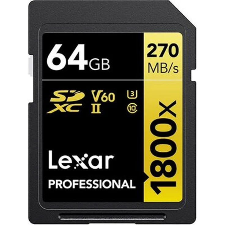 Lexar Professional, SDXC 1800x, Class 10, UHS-II, V60 64 GB (50486400) – Bild 1