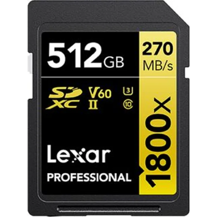 Lexar SDXC Professional UHS-II BL 1800x V60 gold 1er Pack 512 GB (LSD1800512G-BNNNG)
