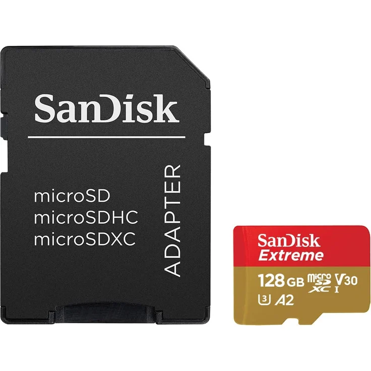 SanDisk Extreme - 128GB (Flash-Speicherkarte microSDXC mit SD-Adapter) (SDSQXAA-128G-GN6MA) – Bild 1